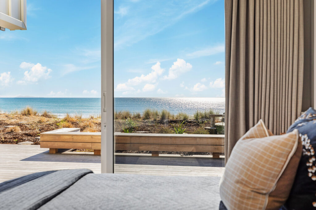 view through window of the beach