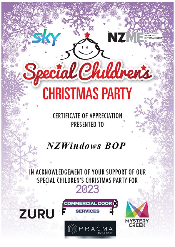 Special Children's Christmas Party 2023 Certificate